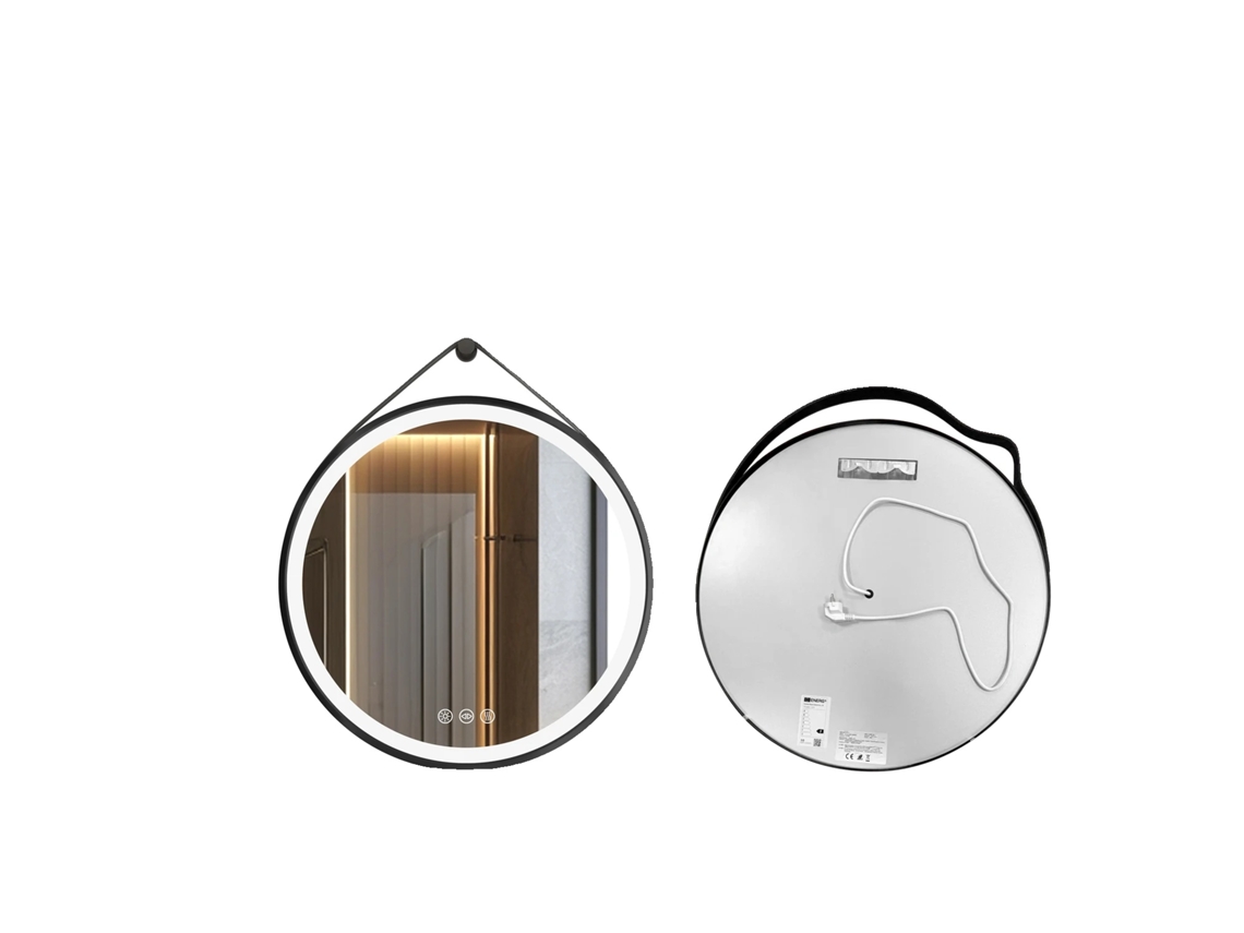 Espejo de baño redondo LED, iluminación ajustable, diseño antivaho, 80 cm OEM