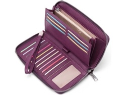 Cartera de mano larga morada para mujer Tommy01 con tarjetero multifuncional y pulsera