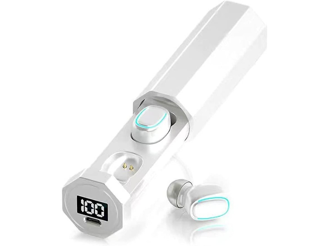 YEMAESRE Auriculares Compatibles Tws Digital Led Estéreo YEMAESRE Tela Bluetooth Impermeable Blanco