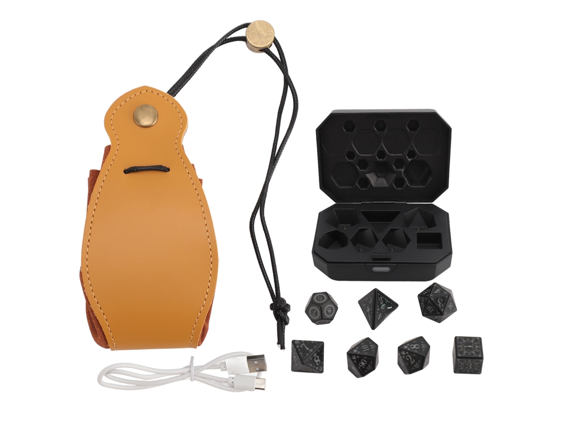 7 dados poliédricos electrónicos luminosos para juegos de rol con bolsa de almacenamiento Hjkjyx