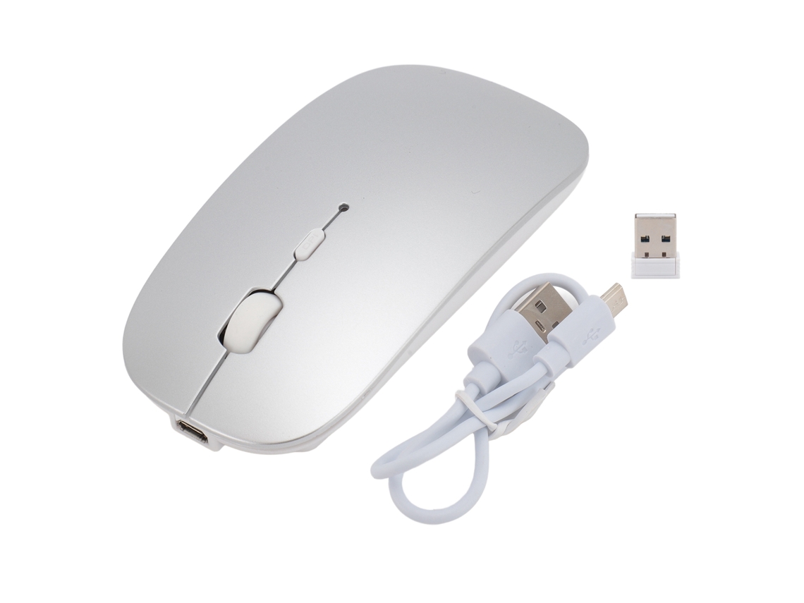 Ratón Inalámbrico Bluetooth 2.4g De Modo Dual, Recargable, Silencioso Y Ergonómico Para Ordenador/portátil - Plateado
