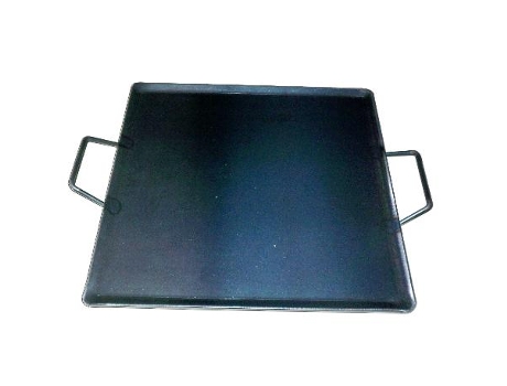 Plancha asar acero 4 mm con 2 asas de metal 40 x 40