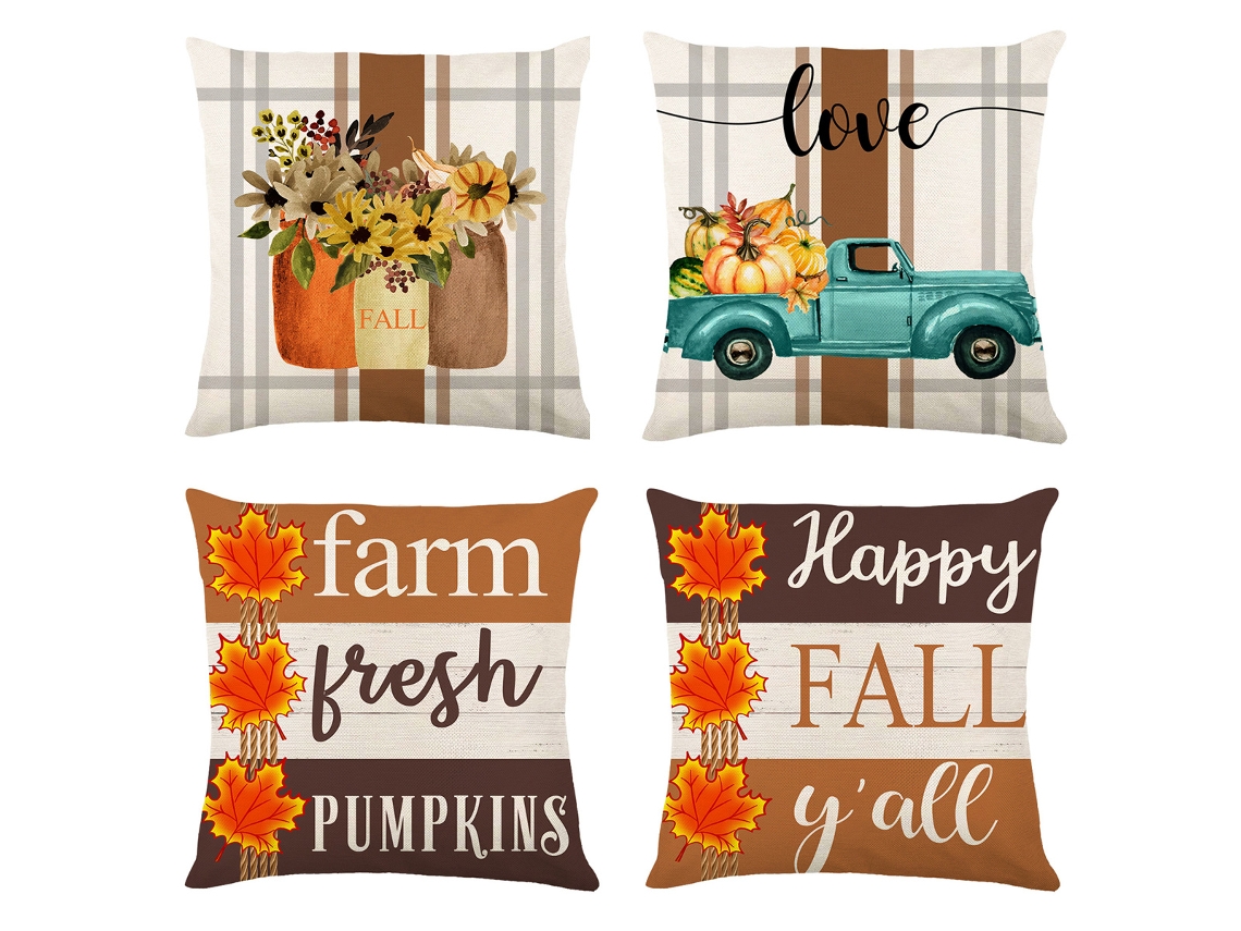 Decoraciones de otoño para el hogar, fundas de cojines de otoño, juego de 4 NEVEANCE