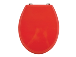 Asiento de inodoro Wellhome con bisagras de acero inoxidable, acabado rojo.