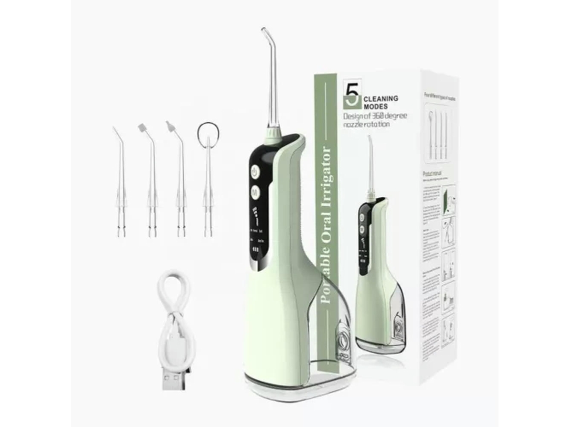 DIGITALLAB Irrigador Bucal Dental Jet Agua 5 Velocidades 330Ml Ipx7 Verde
