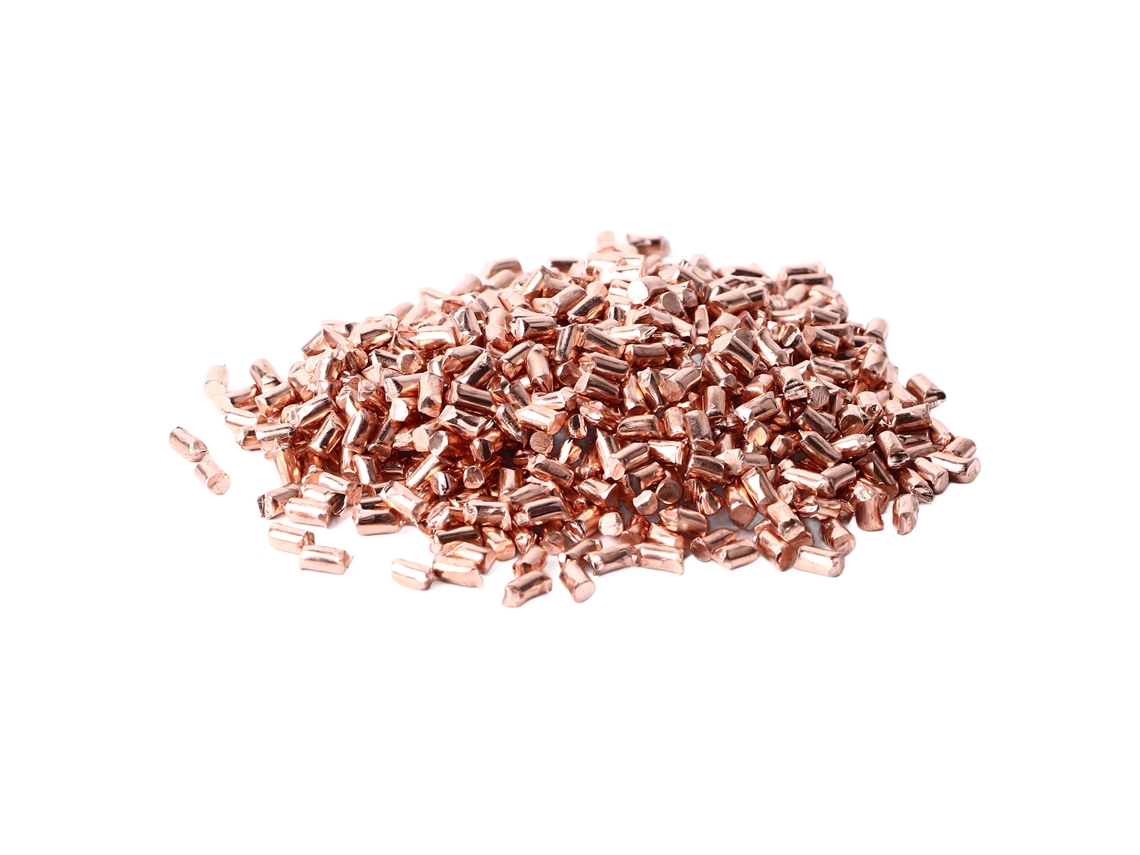 Gránulos de cobre de alta pureza (99,99%), cobre bruto metálico, 200 g, para las industrias petrolera, química y de impresión.