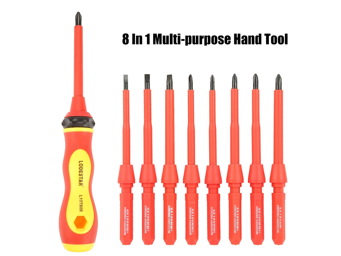 Kit Multifuncional 8 En 1 De Destornilladores, Destornilladores Phillips Y Triangulares Con Mango - Herramienta Manual