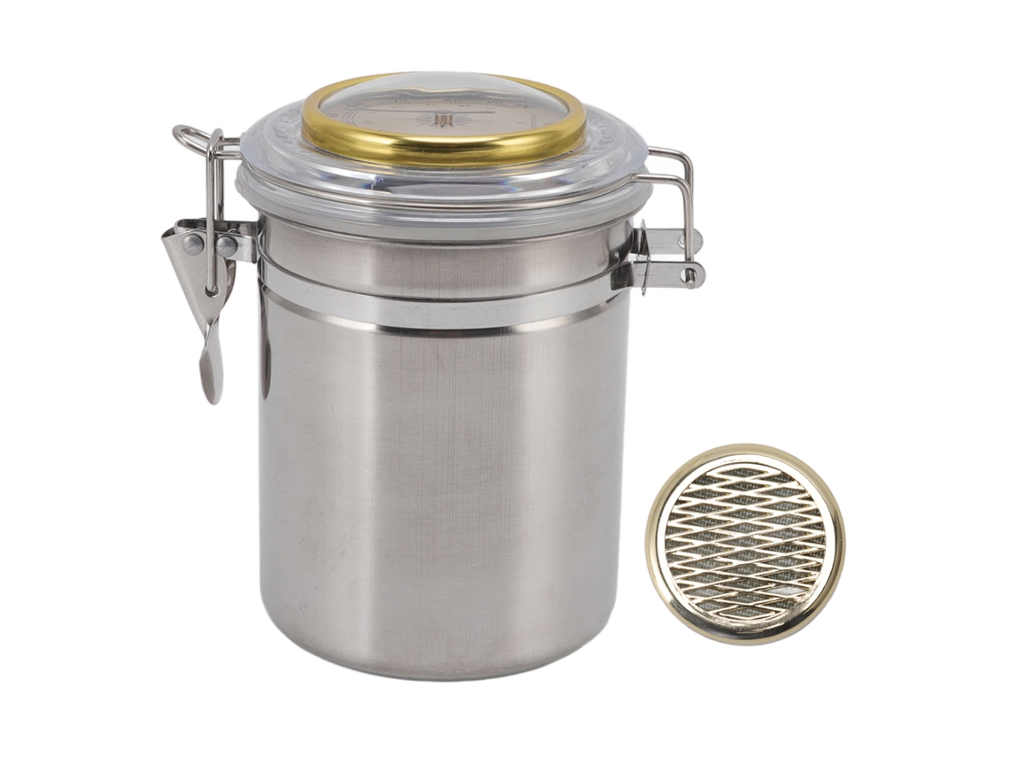Tarro Hermético Para Guardar Puros Con Higrómetro, Acero Inoxidable, Silicona, 96x147 Mm