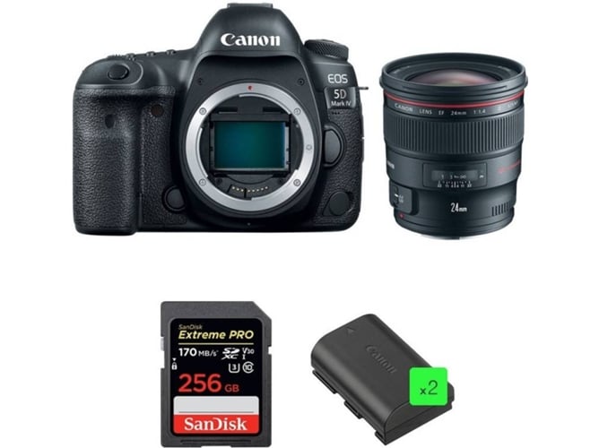 Kit Cámara Reflex CANON EOS 5D Mark IV + EF 24mm f/1.4L II USM + SanDisk 256GB + 2 LP-E6N