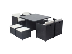Conjunto de Jantar CONCEPT U Miami (Negro y Blanco - Resina - 115x115x73 cm)