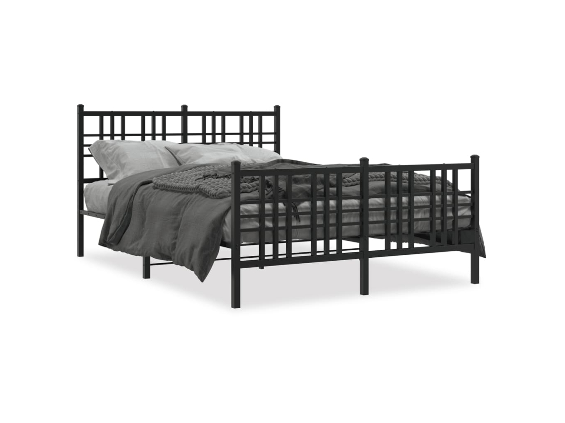 Maison Exclusive - Estructura Cama Sin Colchón Con Estribo Metal Negro 137x190 Cm