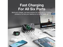 Cargador Rápido De Escritorio Blitzwolf Bw-s27 De 160 W Con 6 Puertos Usb Pd, 2 Usb-a 4 Usb-c Pd3.0 Qc4.0 Afc Fcp Scp Pps Pe