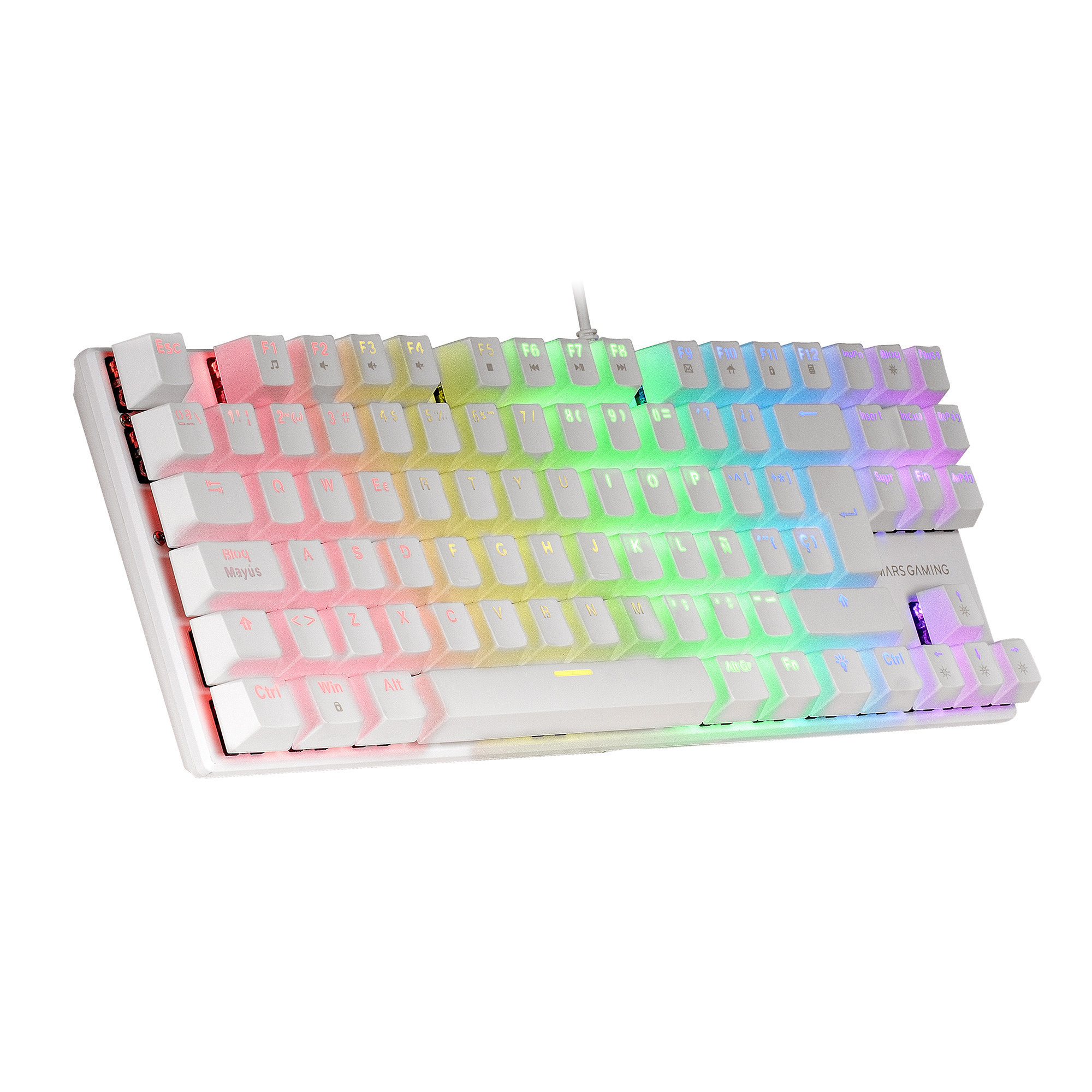 Marsgaming Gaming Mk80 blanco teclado tkl frgb antighosting switch rojo idioma interruptor