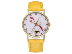Elegante Reloj De Pulsera Analógico De Cuarzo Informal Para Hombre Con Correa De Pu Amarilla.