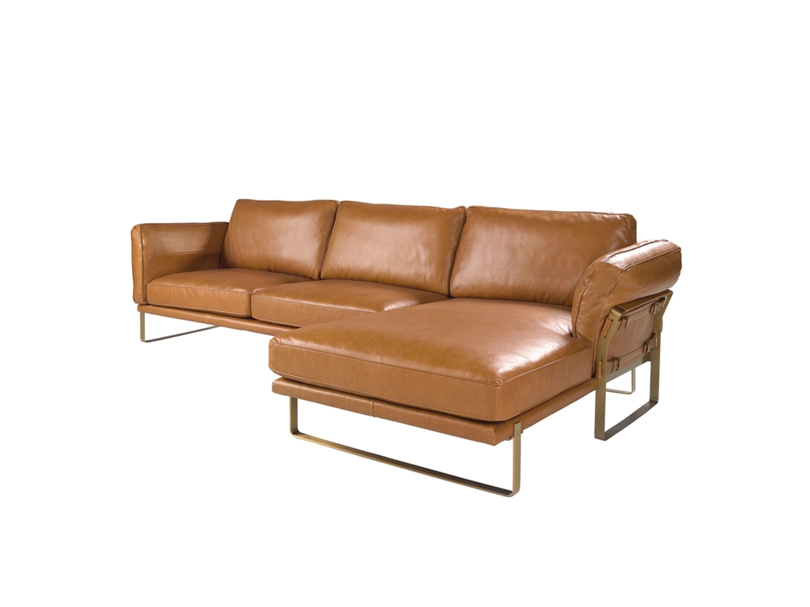 Sofá Chaise Longue Derecha Piel Camel