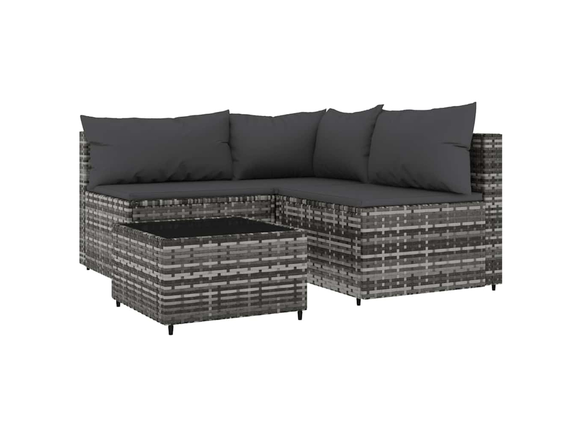 Maison Exclusive - Set De Muebles De Jardín 4 Pzas Y Cojines Ratán Sintético Gris