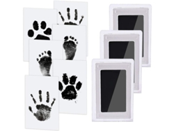 Kit De Impressões De Bebê E Mascotas, 3 Esponjas De Tinta Limpa, 6 Cartões, Seguro E Não Tóxico, Preto
