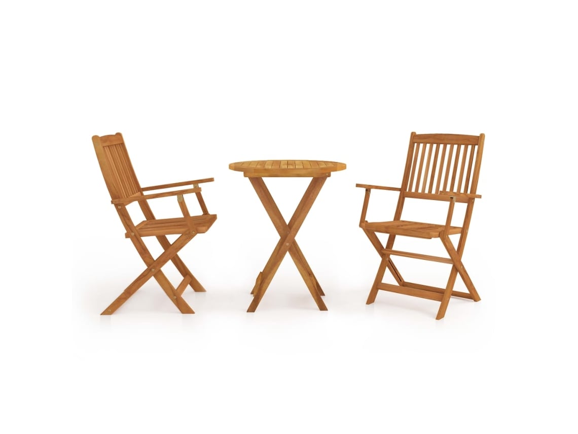 Conjunto Bistro Para Jardim Dobrável 3 Pcs Madeira De Acacia Dkd Home Decor