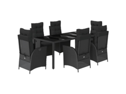 Maison Exclusive - Set De Comedor De Jardín 7 Pzas Y Cojines Ratán Sintético Negro