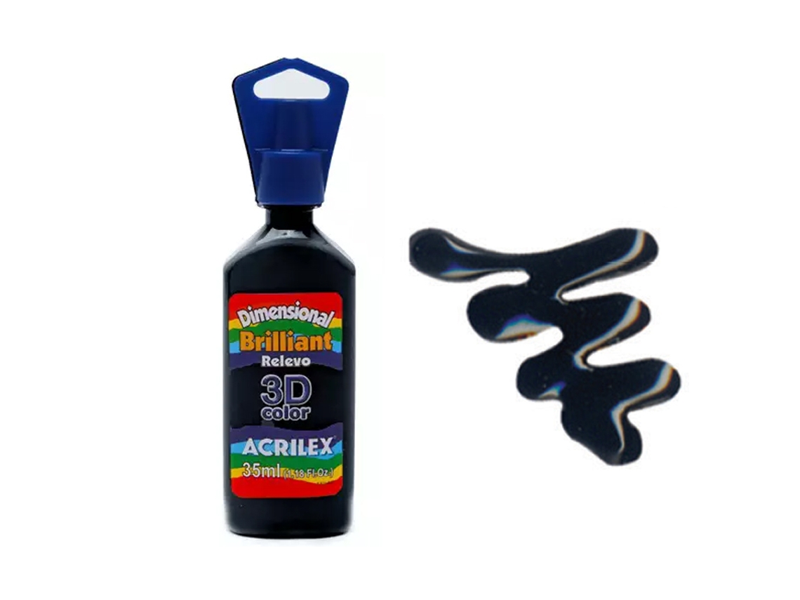 Relieve dimensional 3D brillante Acrilex 520 Negro 35 ml