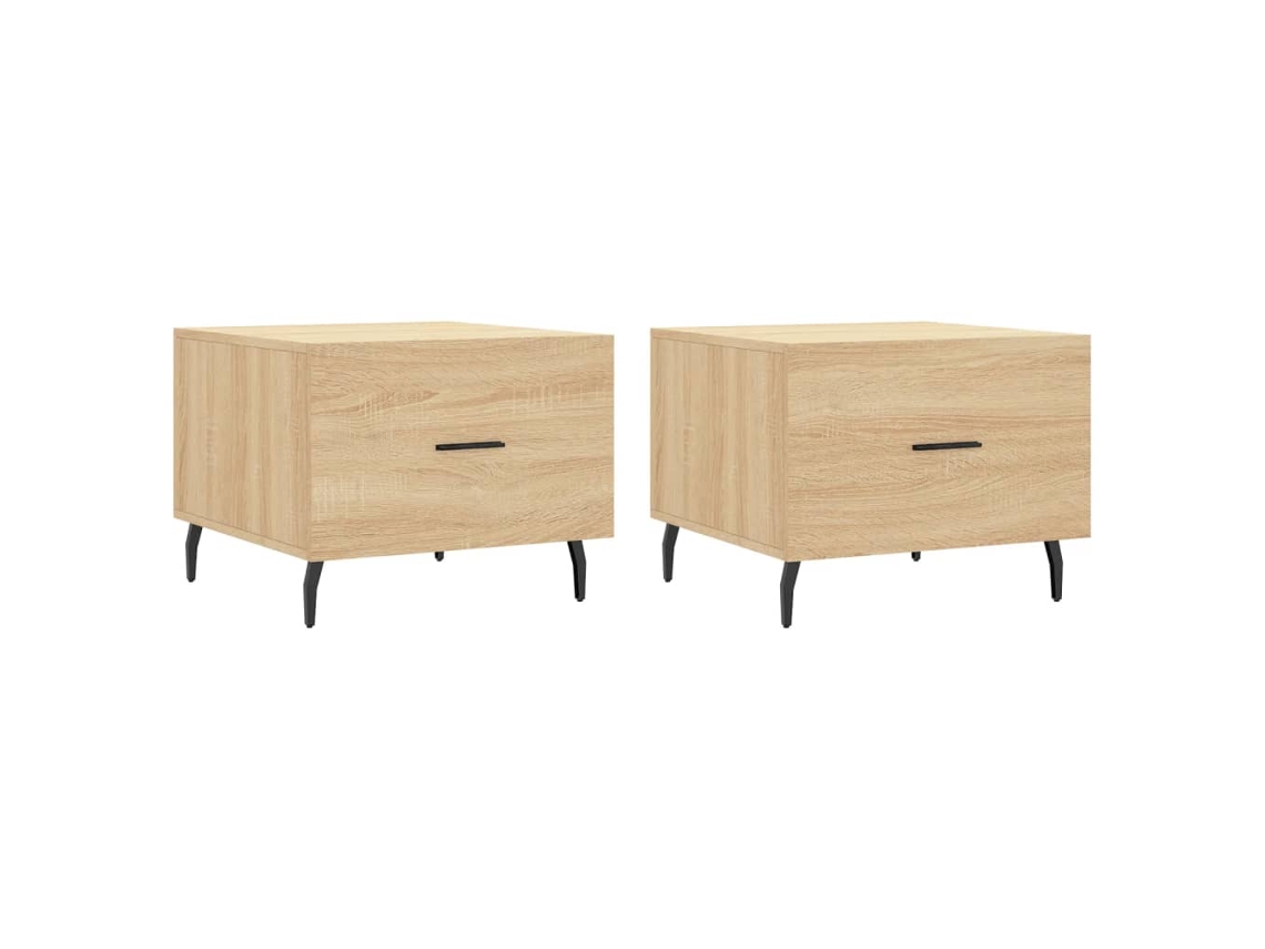 Juego de 2 mesas de centro de roble Sonoma, EXCLUSIVA MAISON (50x50x40 cm)