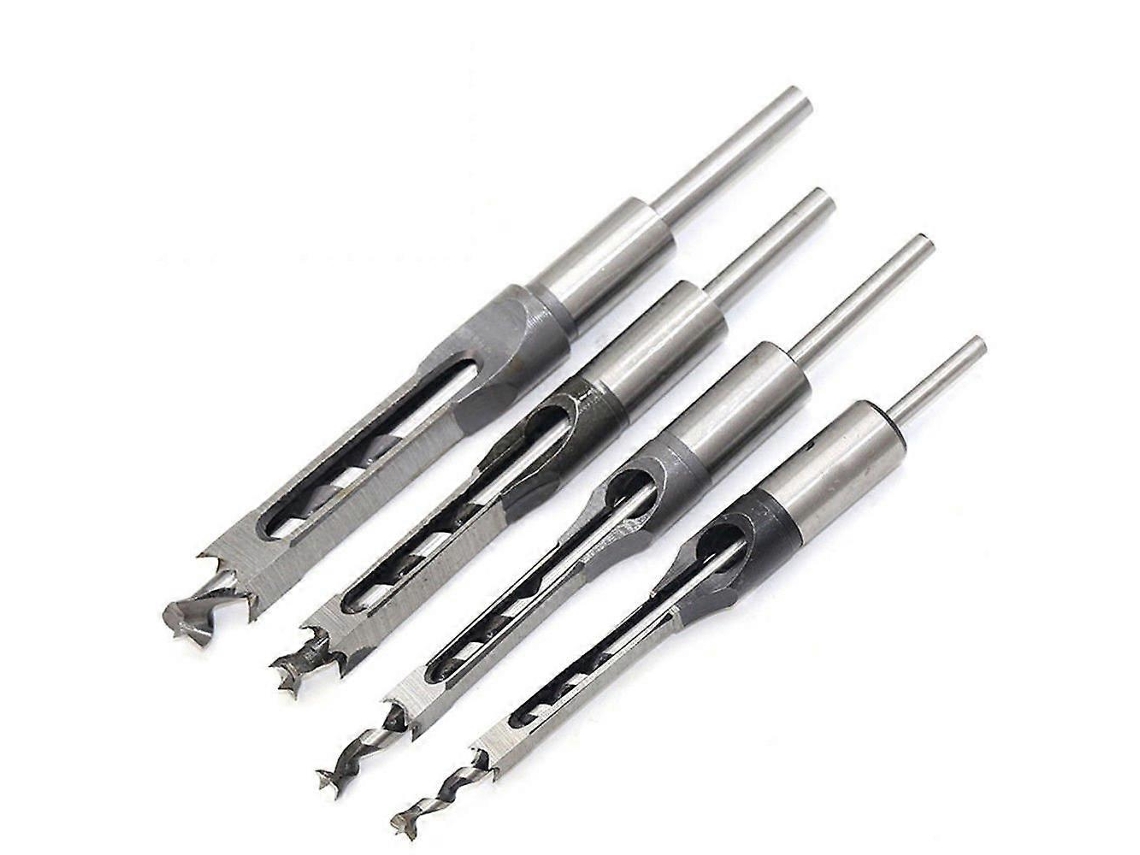 Set De 4 Brocas De Agujeros Cuadrados Para Madera (1/4 - 5/16 - 3/8 - 1/2 Pulgadas) Hss Para Taladros De Carpintería
