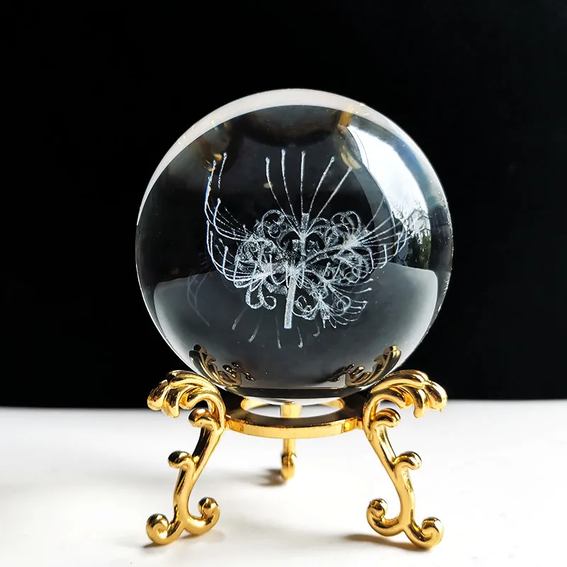 (estilo 5 60 Mm) Bola De Cristal De 60 Mm, Esfera De Vidrio Tallada En 3d, Pisapapeles Con Base.