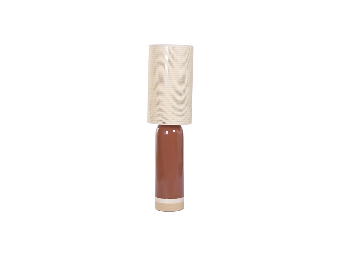 Lampara Pie Ceramica Fibra Bicolor 30x30x112cm