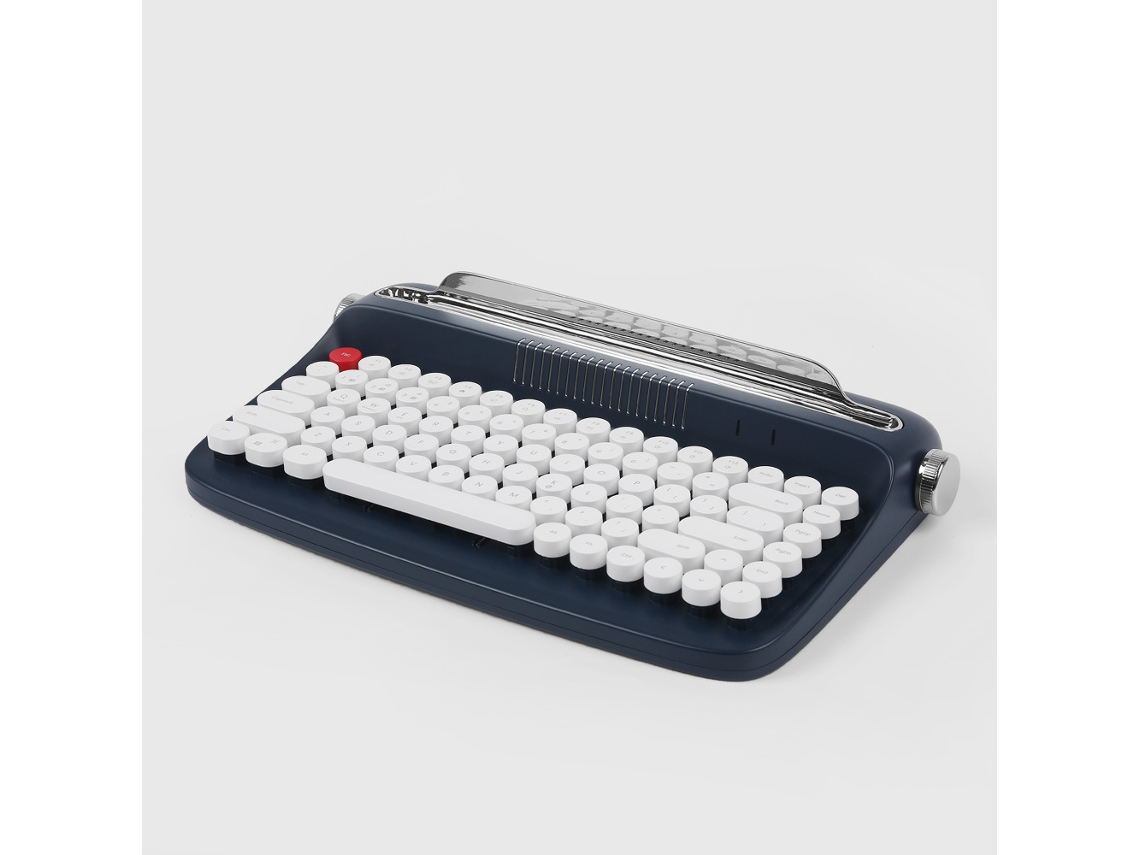 Teclado inalámbrico Bluetooth, tableta de estilo vintage con diseño de sombrero redondo en inglés