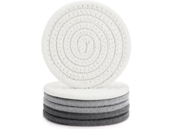 Rebe-6 Piezas Posavasos Tejidos A Mano Absorbentes Resistentes Al Calor De Algodón 100% 11cm Regalo Ideal