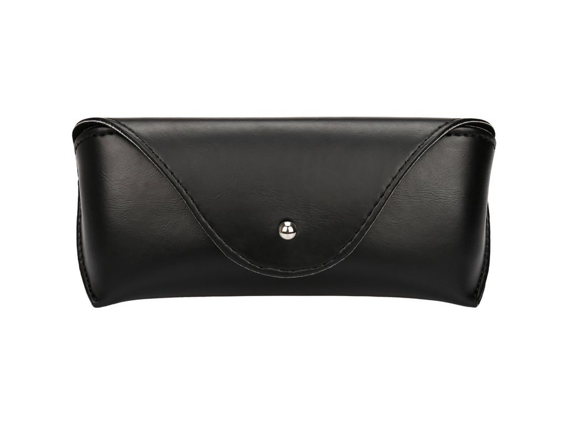 Estuche Portátil De Piel Suave Y Semirrígida Para Gafas De Sol Y Gafas Graduadas - Negro