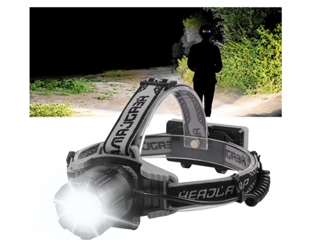 Faros LED Brillantes 4 Modos Lámparas de Cabeza con Zoom Luz de Cabeza de Halloween para Pesca al Aire Libre Camping Correr Ciclismo Negro TURMIN