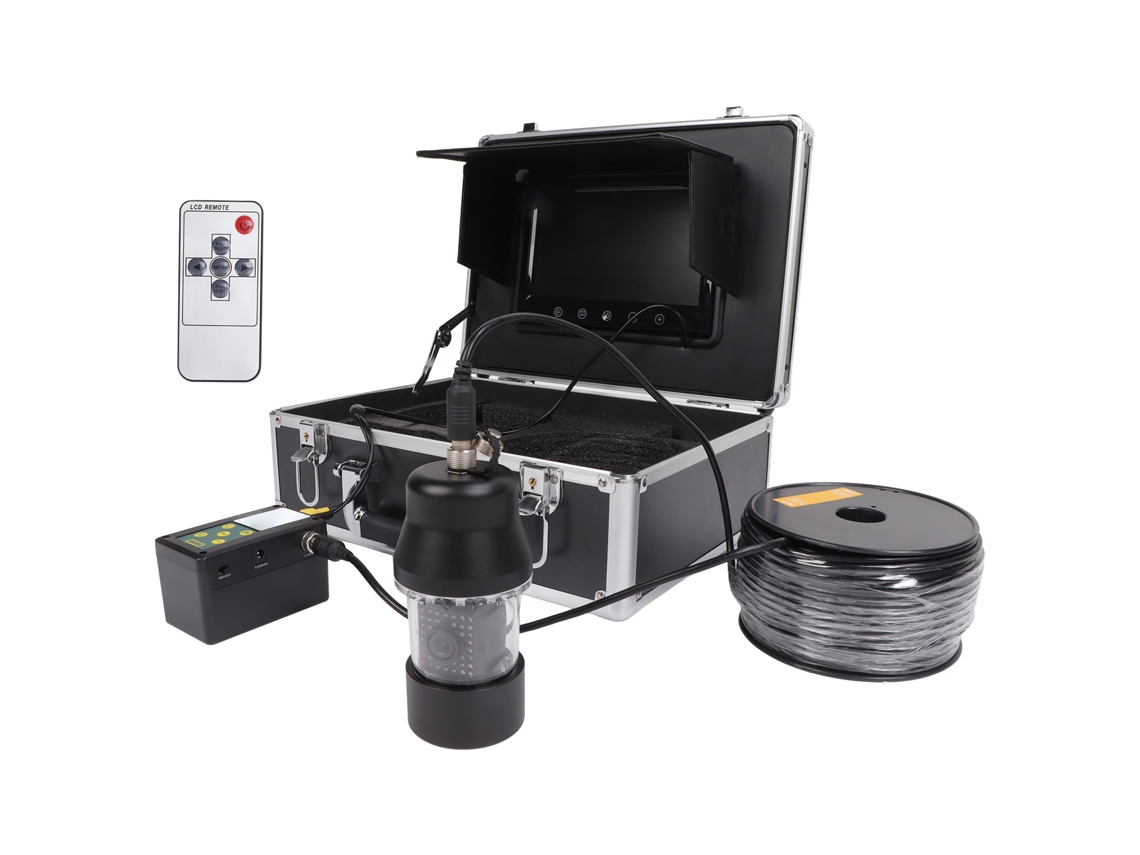 Cámara de pesca IP68 de 9 pulgadas, 360°, 38 LED, 1000 TVL, enchufe europeo.