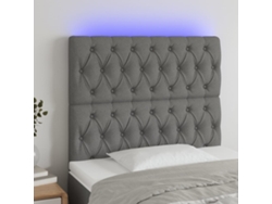 Cabecero Con Luces Led Tela Gris Oscuro 100x7x118/128 Cm