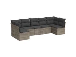 Maison Exclusive - Set De Sofás De Jardín 7 Piezas Con Cojines Ratán Pe Gris