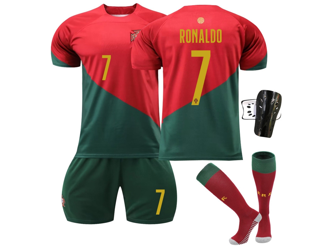 Uniforme Portugués N°7 Pack Integral Accesorios Secado Rápido, Modelo No Oficial Para Ocio Y Disfraz Deportivo Privado.