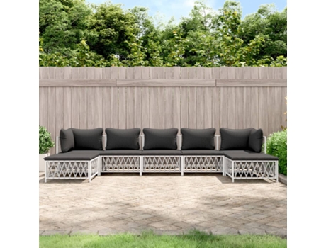 Conjunto 7 de muebles de jardín VIDAXL y cojines acero blanco