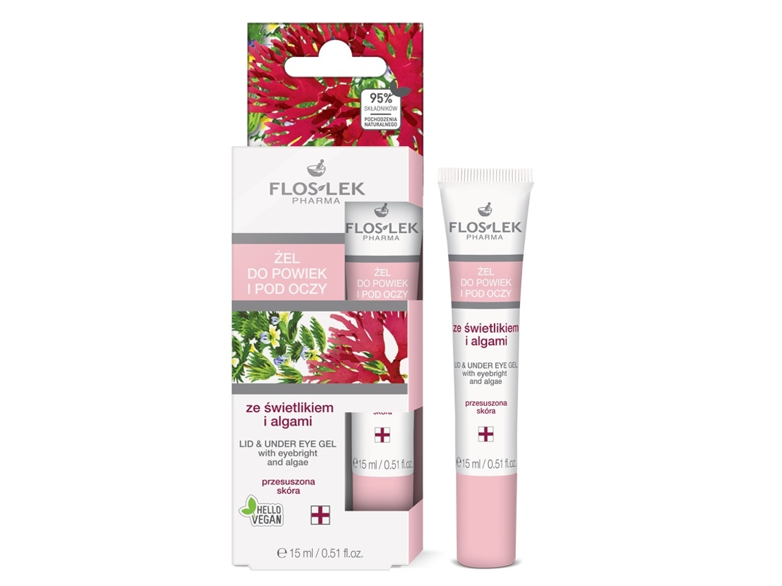 Flos lek gel revitalizante de ojos profesional con algas eufrasia, 15 ml solución avanzada para el cuidado debajo de los ojos floslek