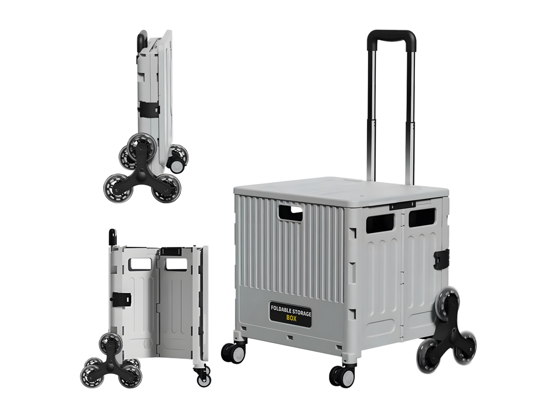 Carrito de compras plegable Seven Comfort, carrito de transporte con ruedas para subir escaleras, asa retráctil, 39 litros.