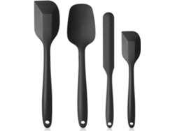 Espátula De Silicona Y Raspador De Masa, Conjunto De 4, Negro