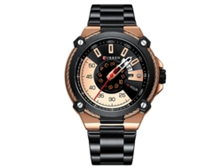 Reloj moderno para hombre, resistente al agua, con calendario y función de día de la semana, elegante brazalete de acero inoxidable. MDUG (oro rosa y negro).
