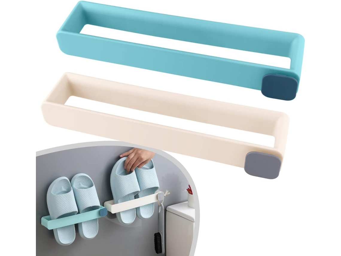 (Marfil y azul cielo) Perchero de 2 piezas para colgar zapatos en la pared