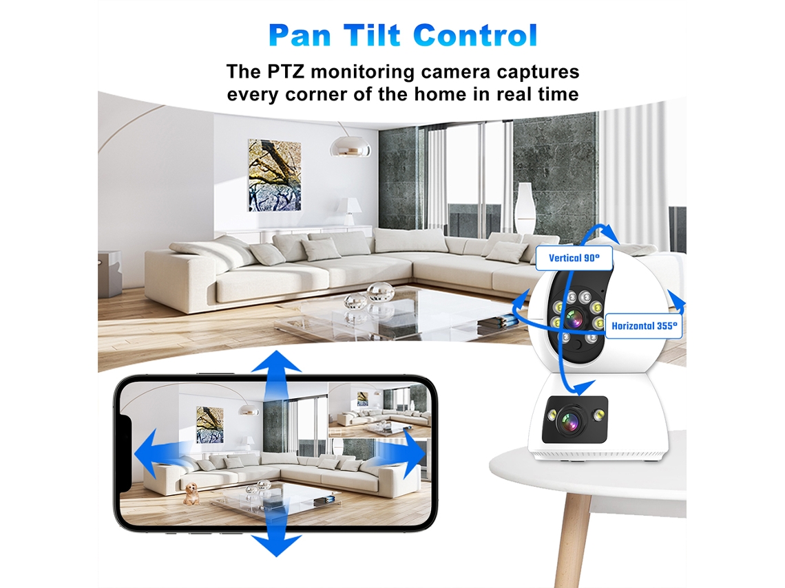 Câmera De Segurança Interior Para Casa Com Lente Dupla: Câmera De Segurança Para Quarto E Casa