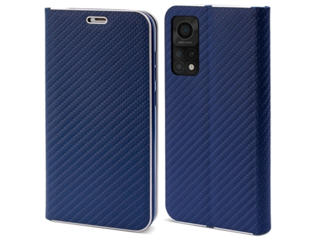 Funda Cartera MOOZY para Xiaomi Mi 10T 5G y Mi 10T Pro 5G Carbono Azul Oscuro – Protección de Borde Metálico Cierre Magnético Funda Abatible con So...