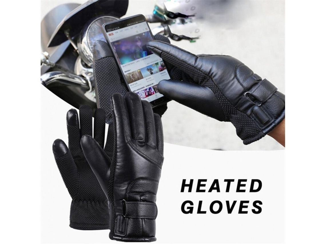 Tengoo Guantes Termostáticos Eléctricos Usb Negros Pu Pantalla Táctil Calefacción Invierno Motociclismo Manos Calientes