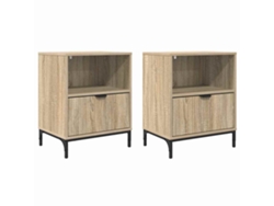 Juego de 2 mesitas de noche de roble Sonoma en madera procesada MAISON EXCLUSIVE (49x36x61 cm)