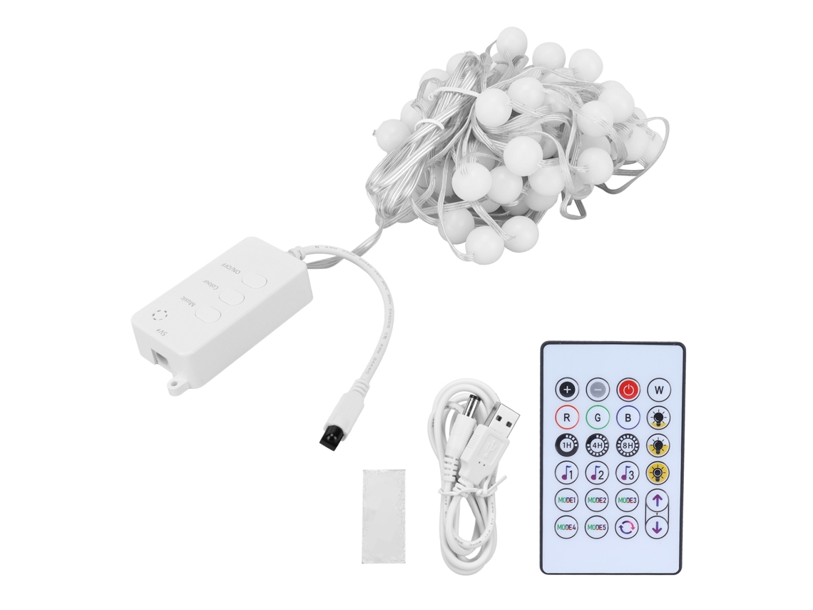 Tira de luces LED RGB 2026 de 5 V, IP65, 10 m, con Wi-Fi inteligente y control remoto de 24 teclas para decoración festiva del hogar.