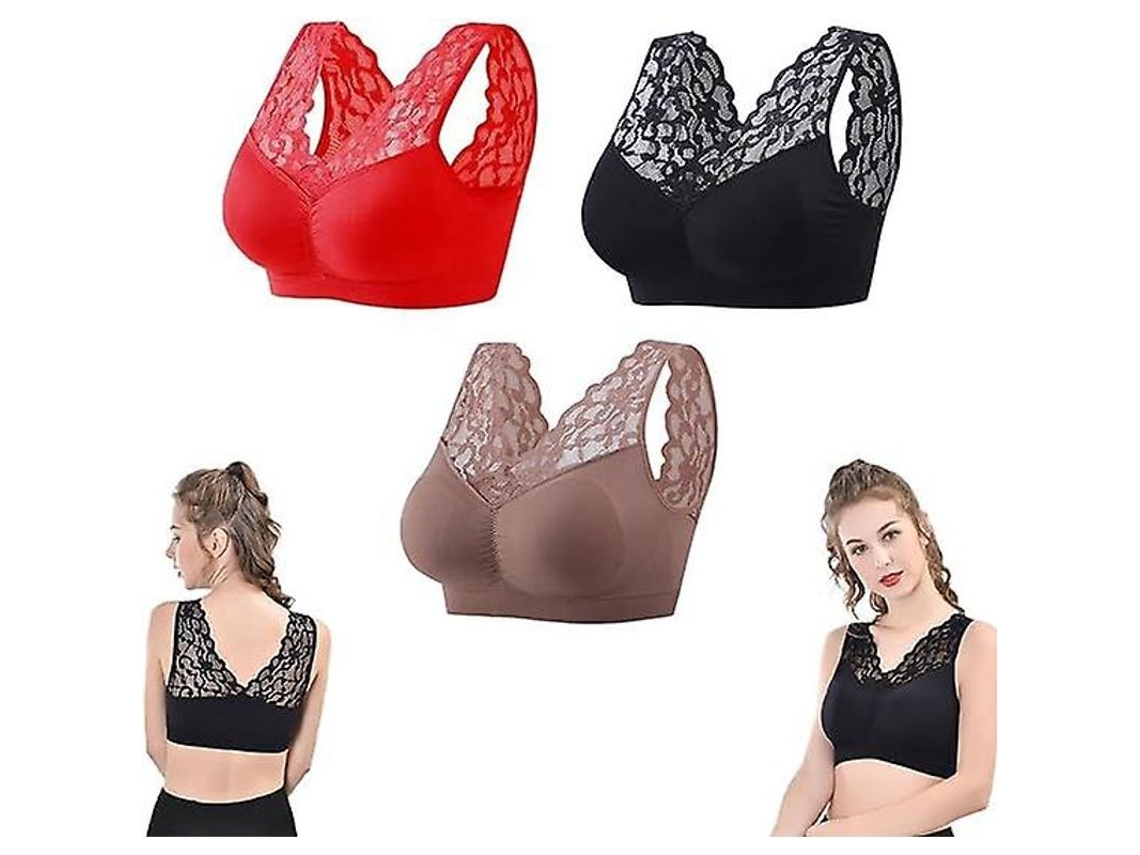 Conjunto de sujetador de 3 piezas 2026, anticaída, sin aros, material transpirable, cómodo y sexy para dormir y practicar deporte.