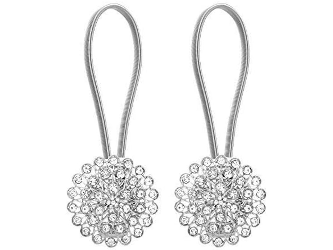 Sujetador De Cortina Con Flor De Cristal Brillante, Elástico, Cierre Magnético, Acero Inoxidable, 1 Par