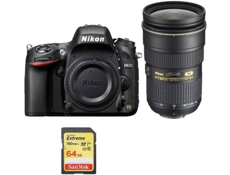 Kit Cámara Réflex NIKON D610 + AF-S 24-70MM F2.8G ED + Tarjeta SD de 64GB